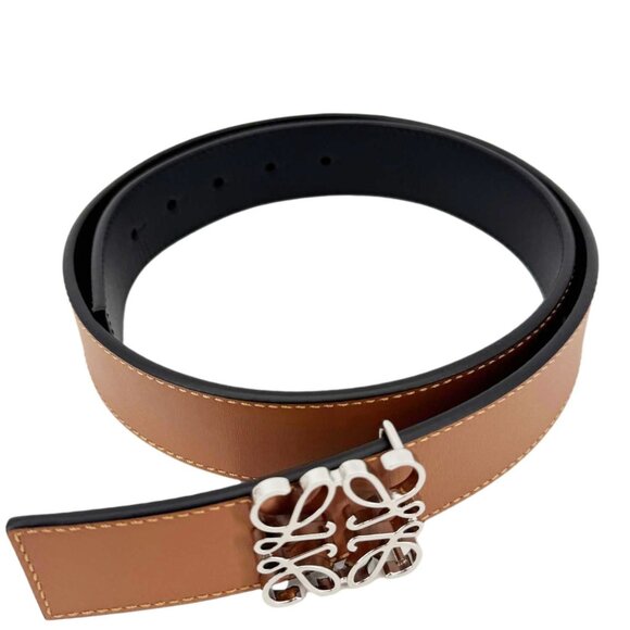 LOEWE Anagram Reversible Leather Belt Brown Size 85/34 - Picture 8 of 11